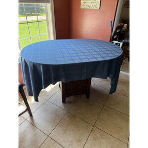Blue Rectangle Tablecloth and 8 Cloth Napkins 98x60 Approx